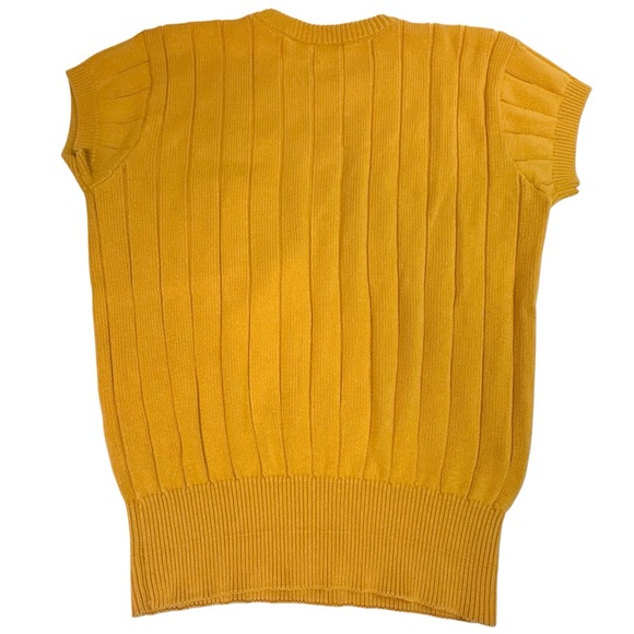 Liz Sport Vintage 80s Short Sleeve Yellow Knit Sweater Liz Claiborne  Medium - Picture 3 of 10
